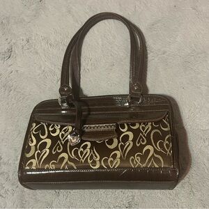 Brown and Gold Heart Y2K Shoulder Bag